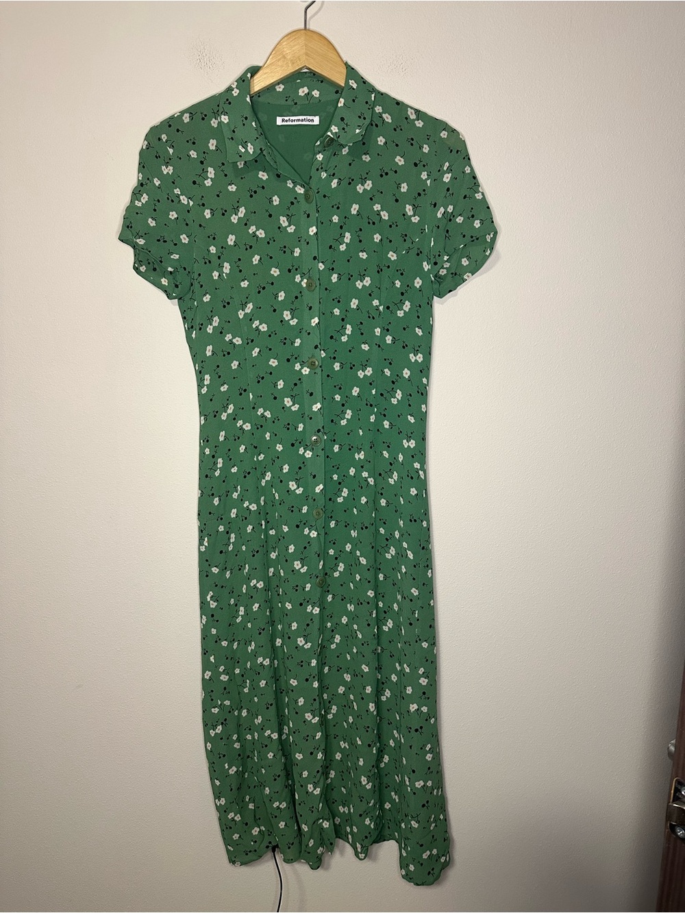 Reformation Wilma midi dress green floral size 6 - Picture 2 of 8
